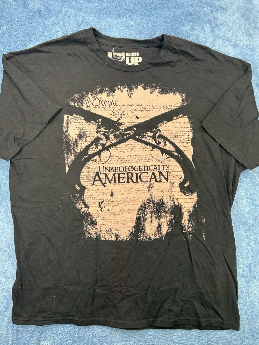 Unapologetically American Ranger Up T-Shirt Constitution Graphic XXL Black